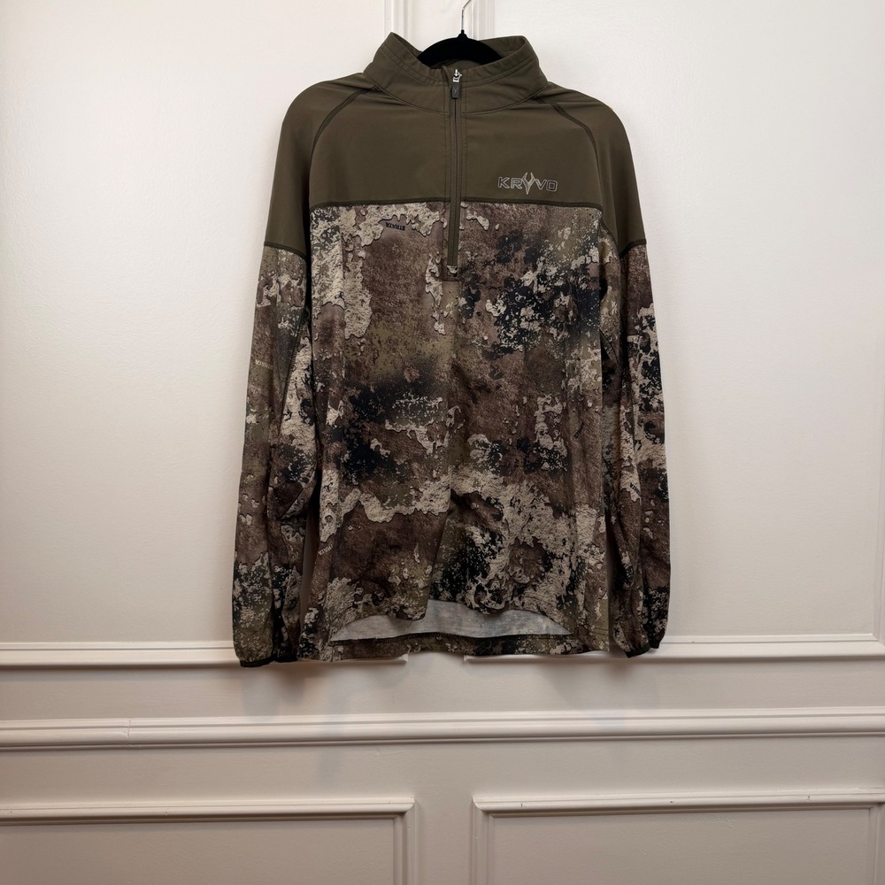 Kryptek Kryvo Strata Camo 1/4 Zip Pullover Mens Medium Hunting Performance Top